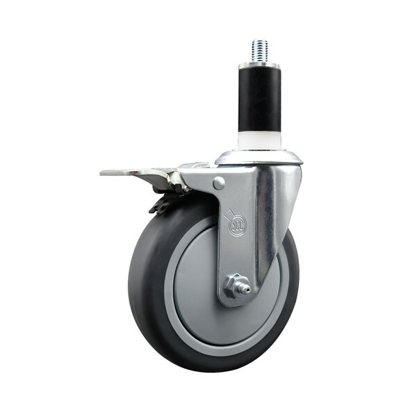 5'' Thermoplastic Rubber Swivel 1-3/8'' Expanding Stem Caster Total Lock Brake